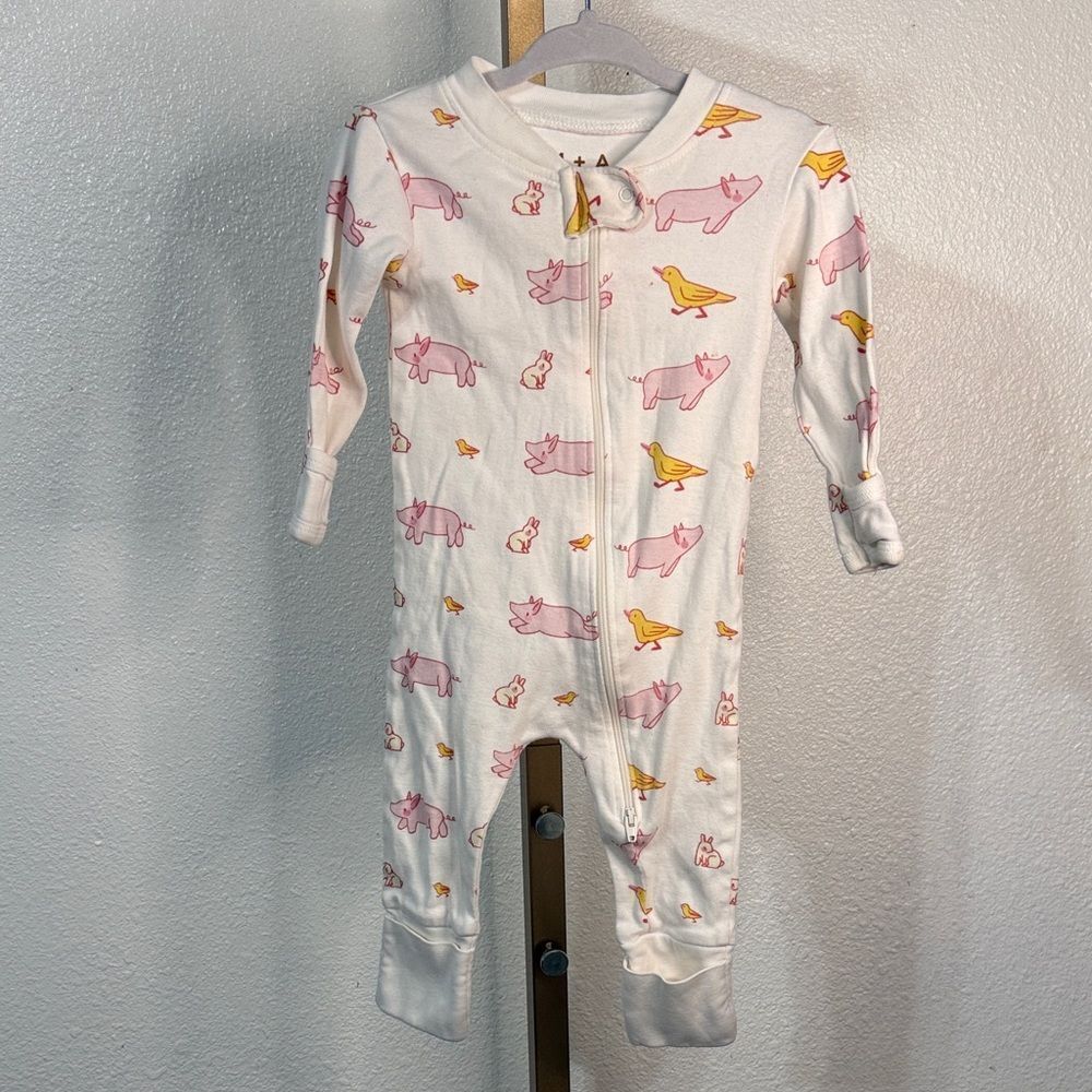 Adorable Pink and Yellow Animal Print Kids One Piece